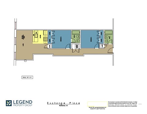 Floor plan for 2 beds, 2 baths, 921 sqft